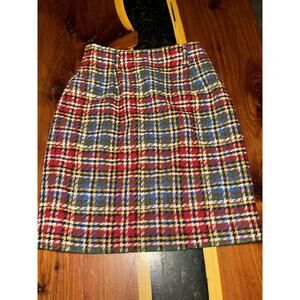 Women’s Vintage Liz Wear Plaid Skirt Size 4 %60 Wool